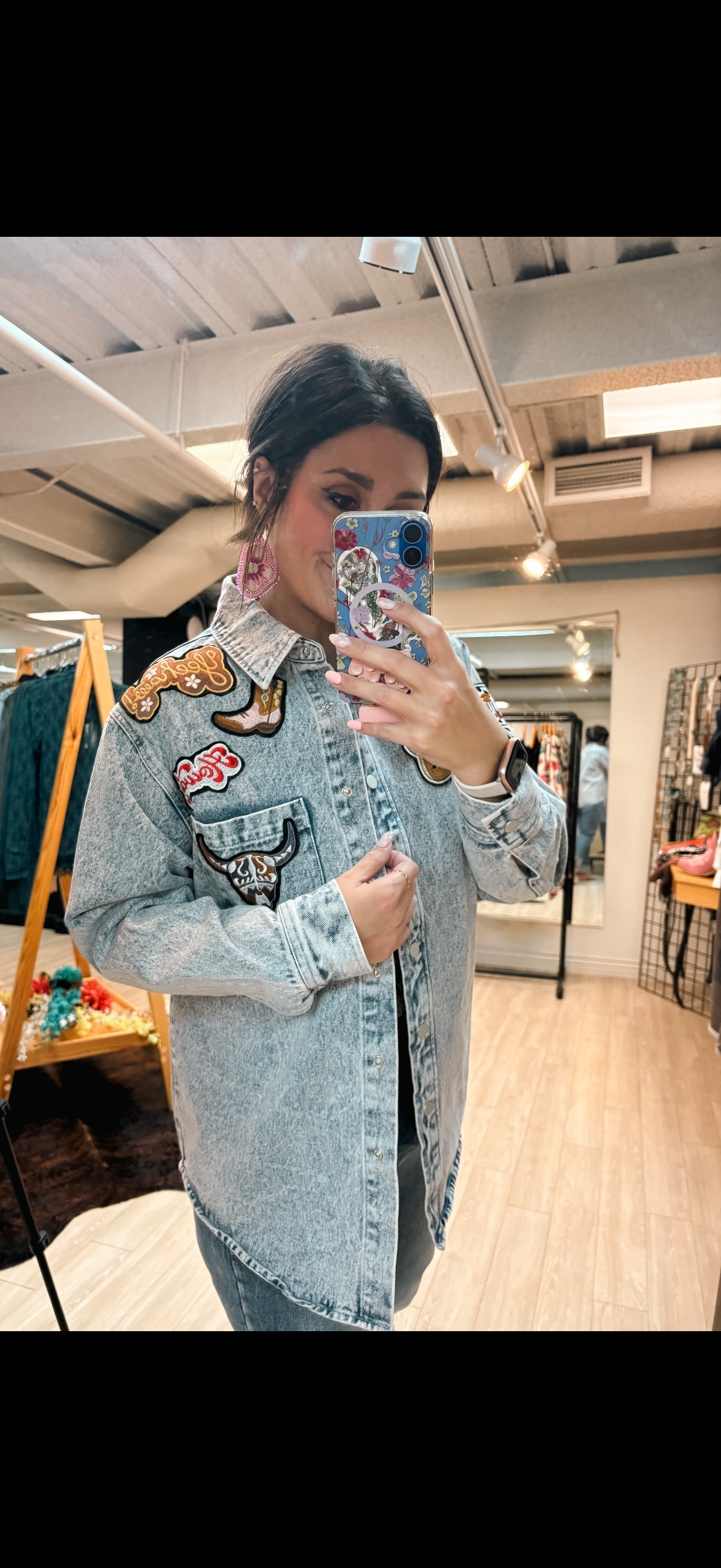 Patchwork Snap Up Denim Jacket