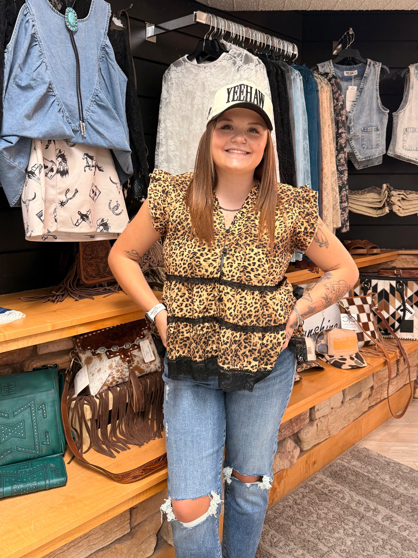 Leopard Button Up Blouse