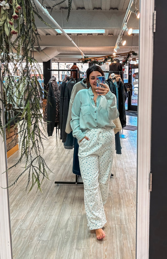 Floral Print Linen Parachute Pants