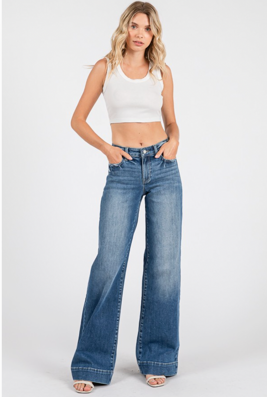 Petra Mid Rise Wide Leg Denim