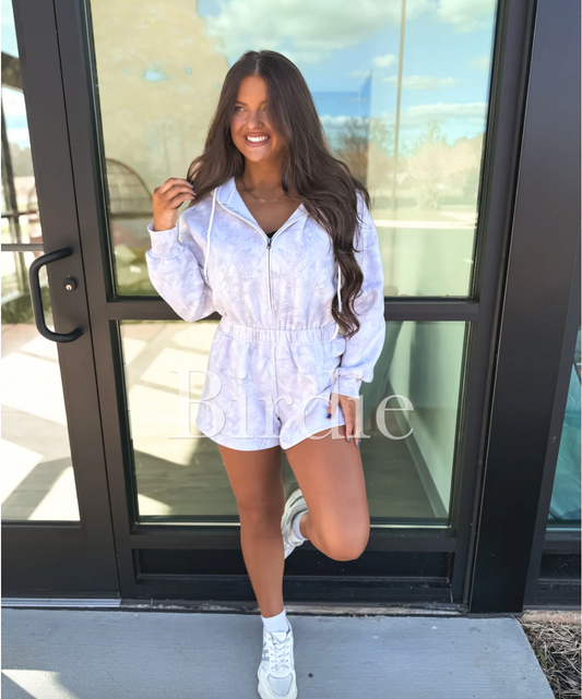 Long Sleeve Hooded Light Camo Romper