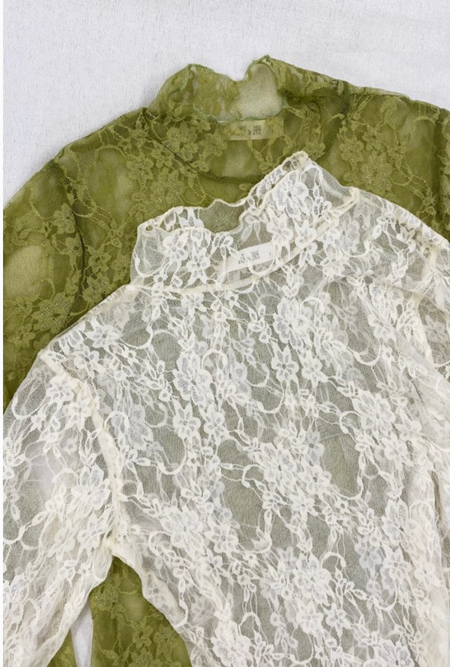 White Floral Lace Long Sleeve