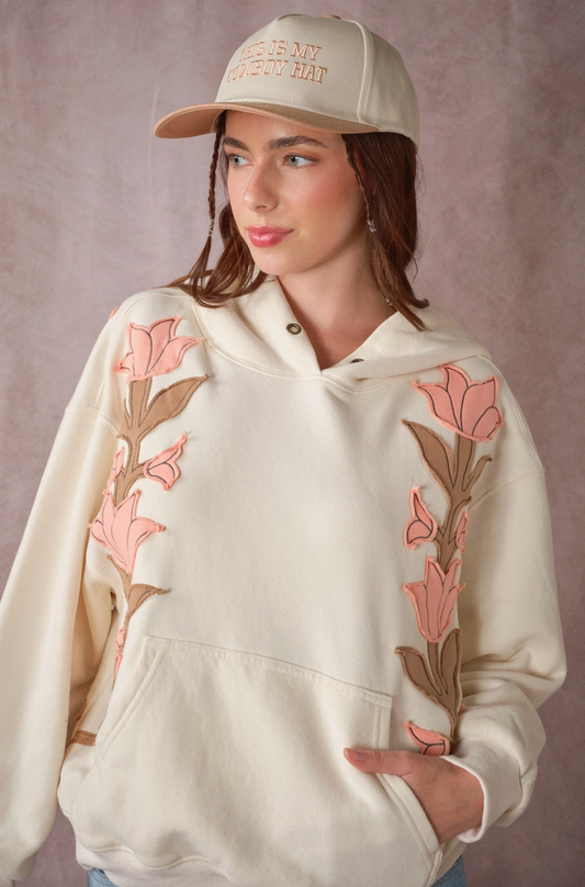 Embroidered Floral Hoodie