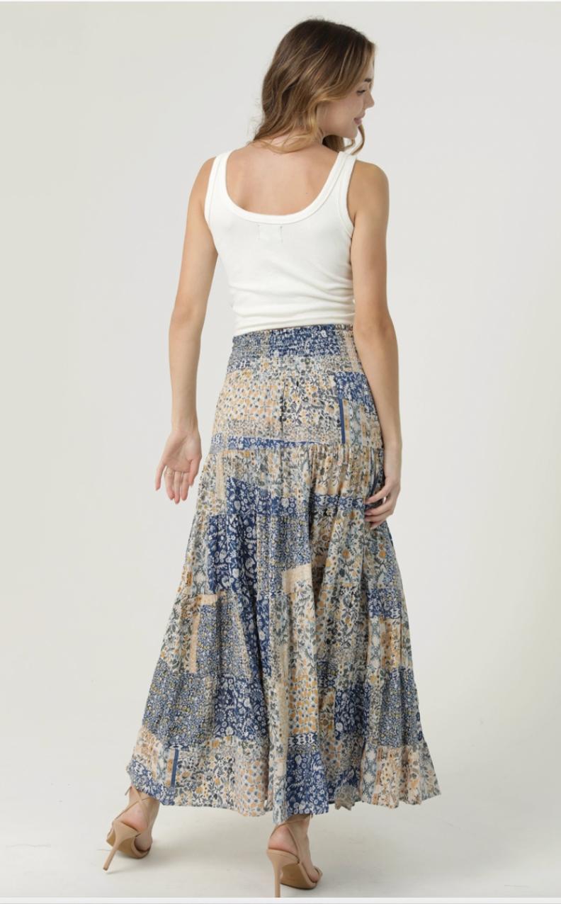 Tiered Floral Maxi Skirt