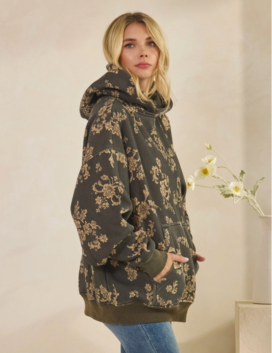 Floral Fleece Hoodie