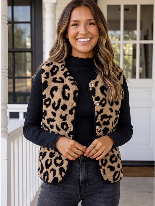 Sherpa Leopard Vest