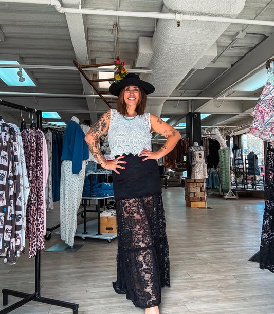 Black Lace Maxi Skirt
