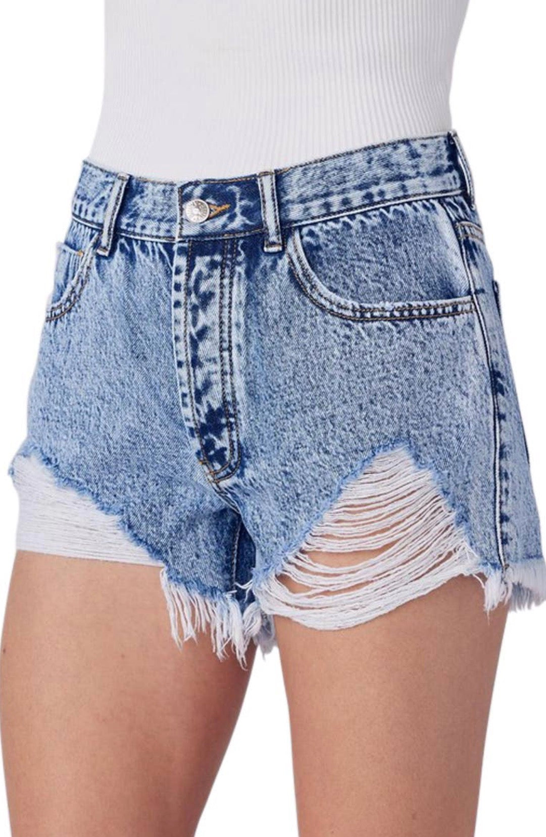 Distressed Denim Shorts