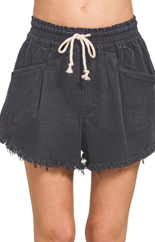 Fray Hem Drawstring Shorts