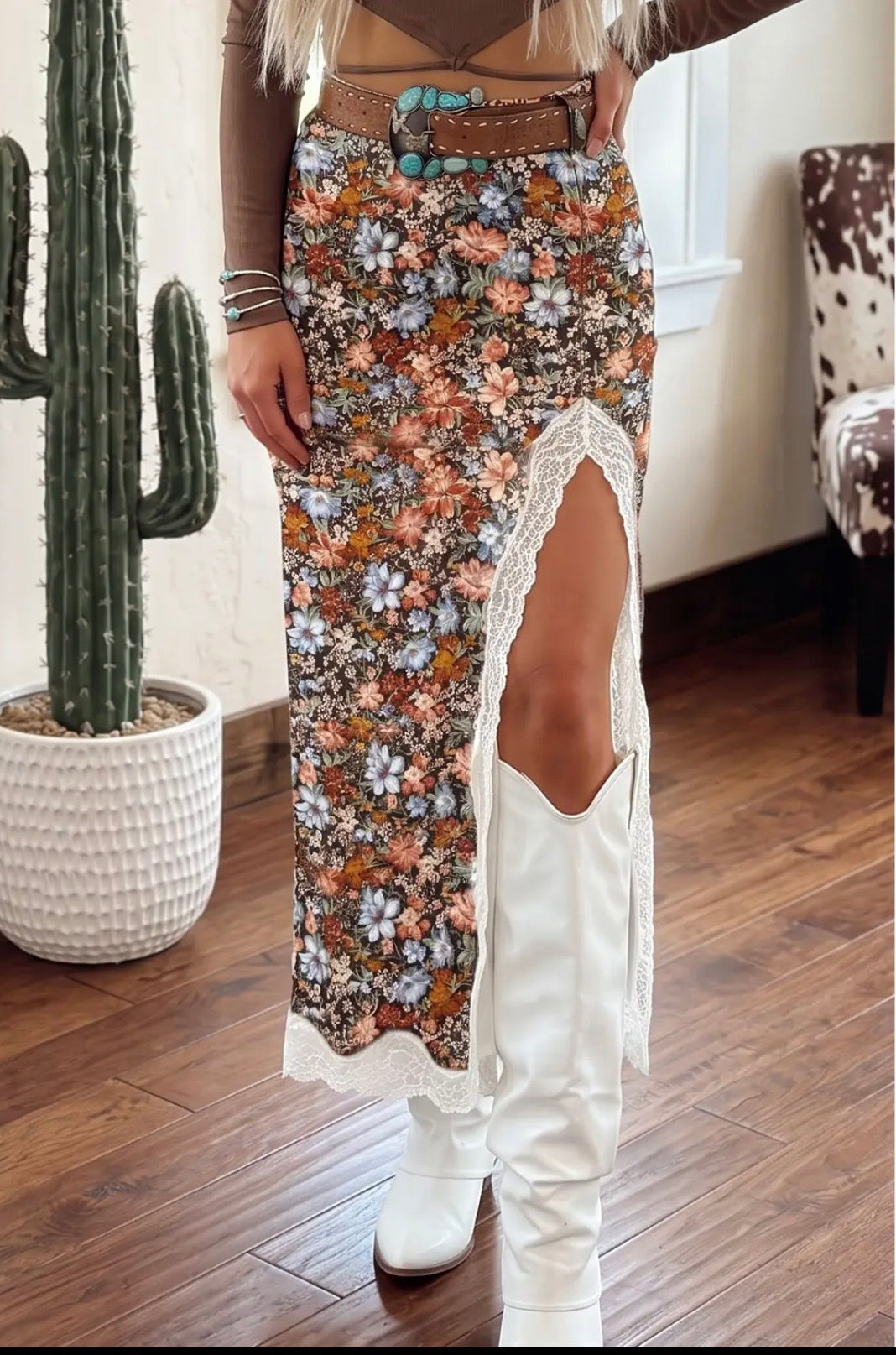 Floral Lace Maxi Skirt
