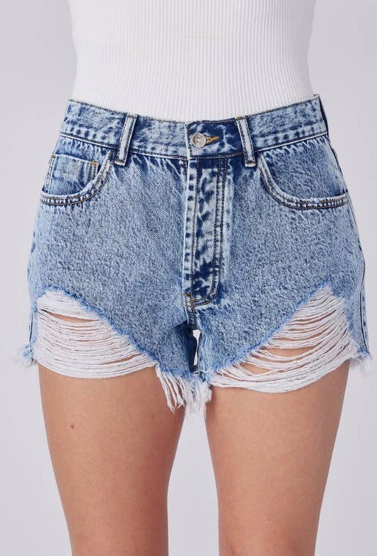 Distressed Denim Shorts