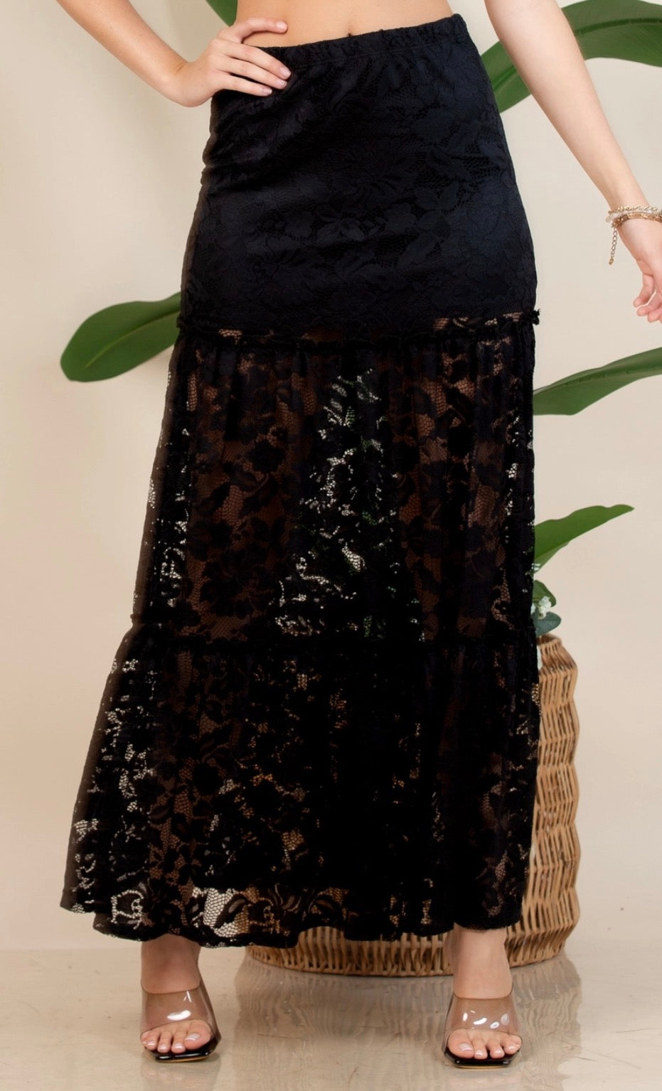 Black Lace Maxi Skirt
