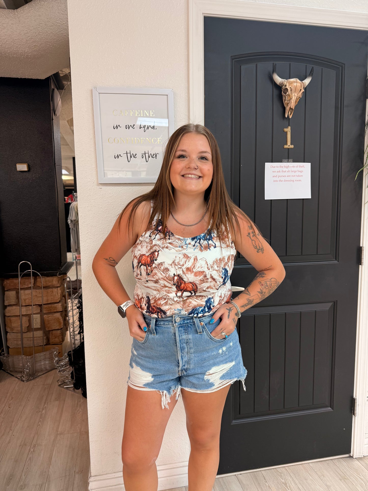 Western Print Tank Top