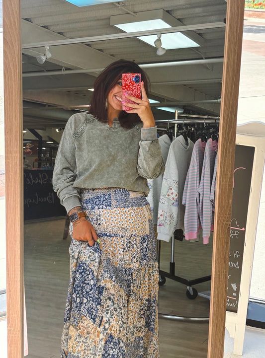 Tiered Floral Maxi Skirt