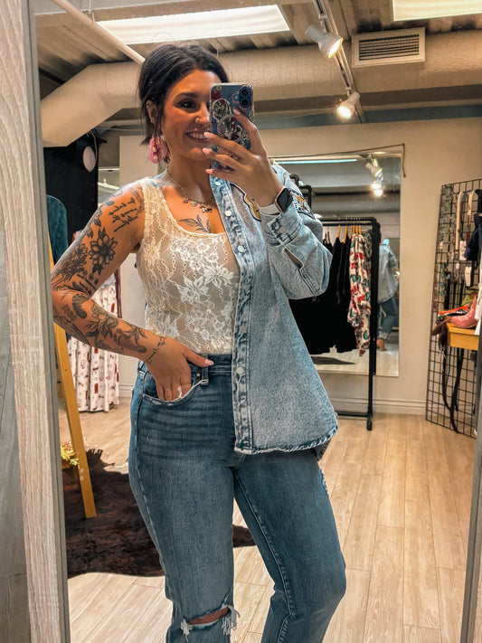 Lace Scoop Neck Bodysuit