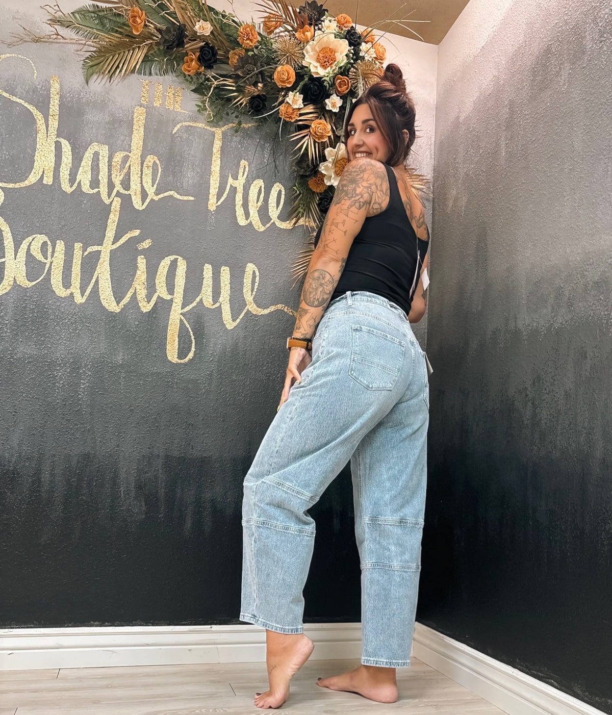 Barrel Jeans With Tie Waist