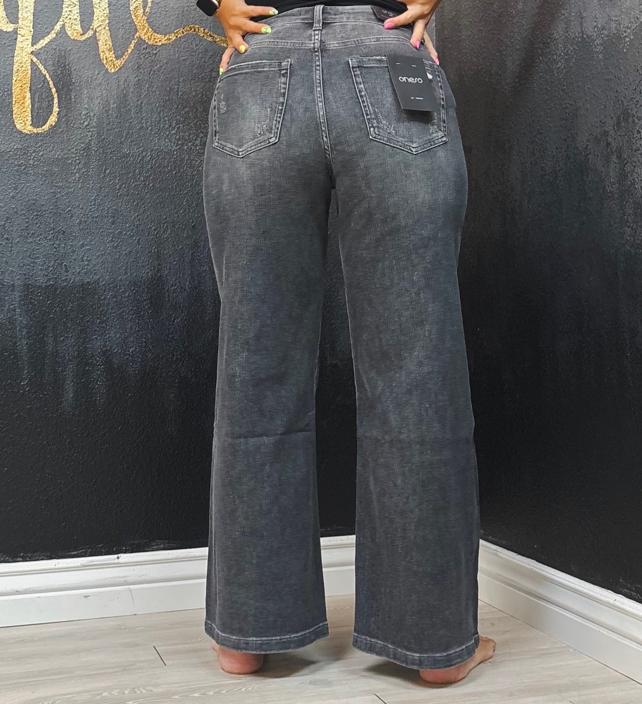 Black Mid Rise Distressed Jeans