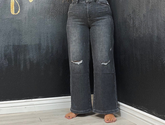 Black Mid Rise Distressed Jeans
