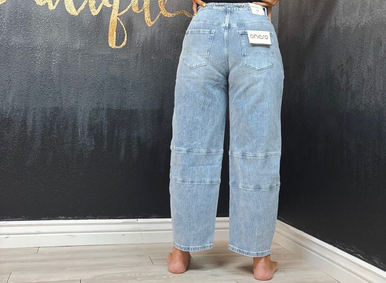Barrel Jeans With Tie Waist