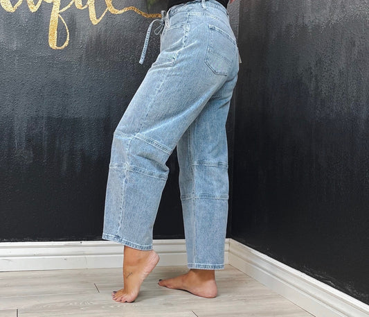 Barrel Jeans With Tie Waist