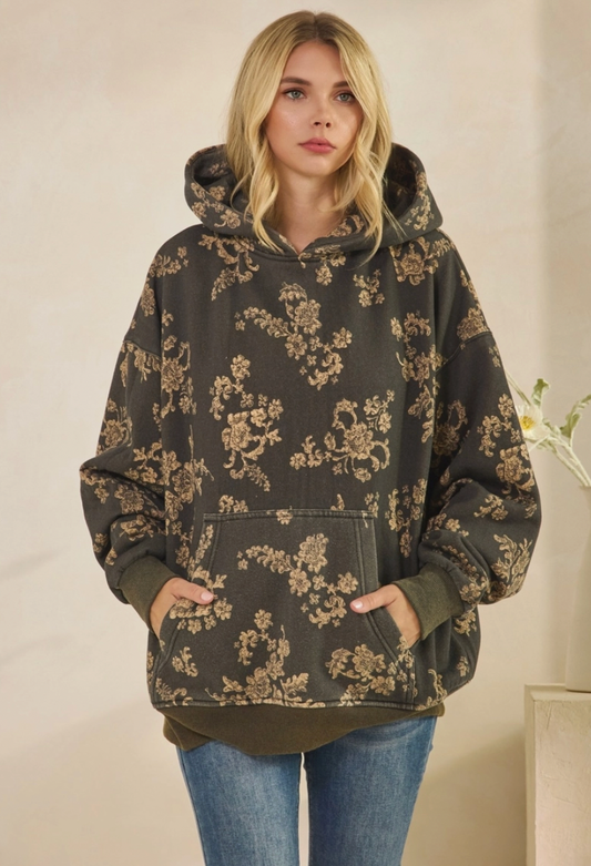 Floral Fleece Hoodie