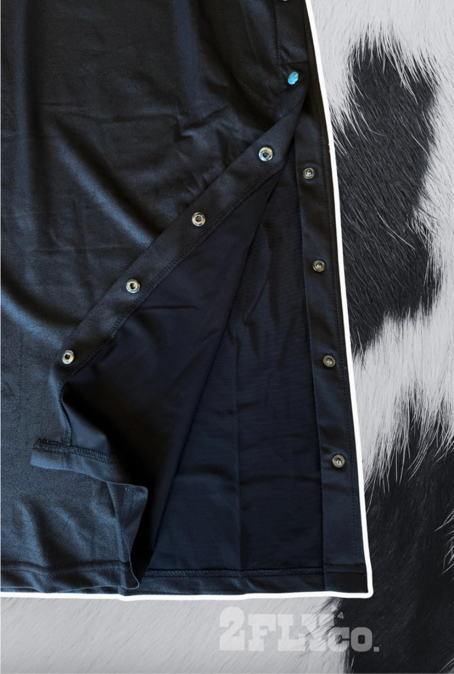 Pearl Snap Slit Skirt