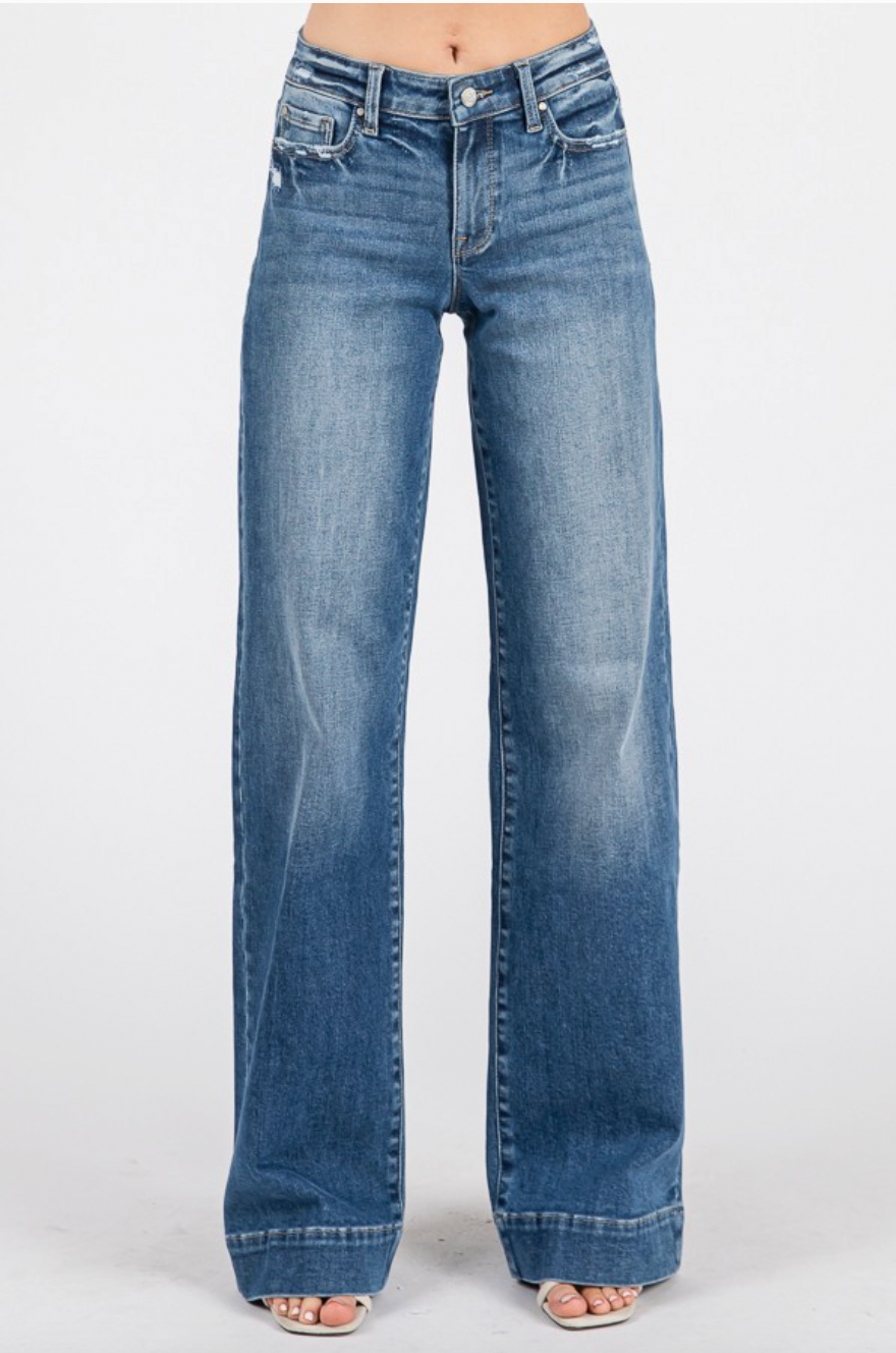 Petra Mid Rise Wide Leg Denim
