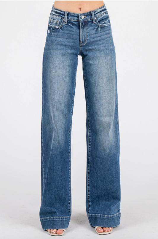 Petra Mid Rise Wide Leg Denim