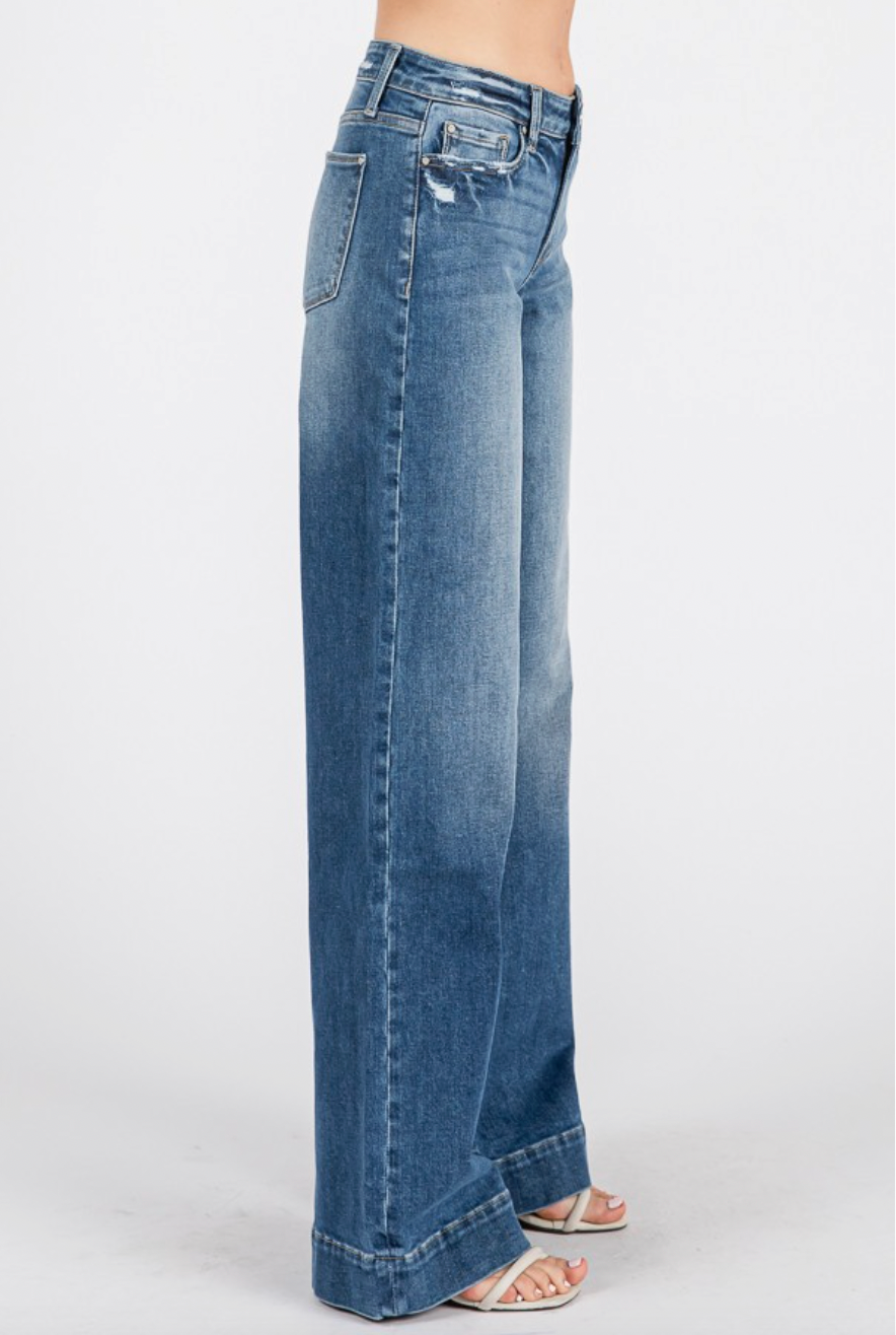 Petra Mid Rise Wide Leg Denim