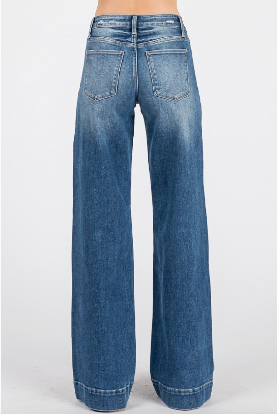 Petra Mid Rise Wide Leg Denim