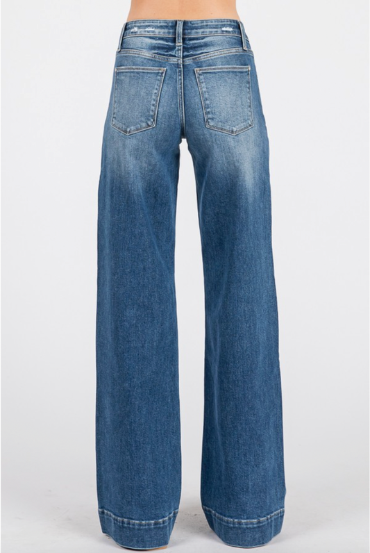 Petra Mid Rise Wide Leg Denim
