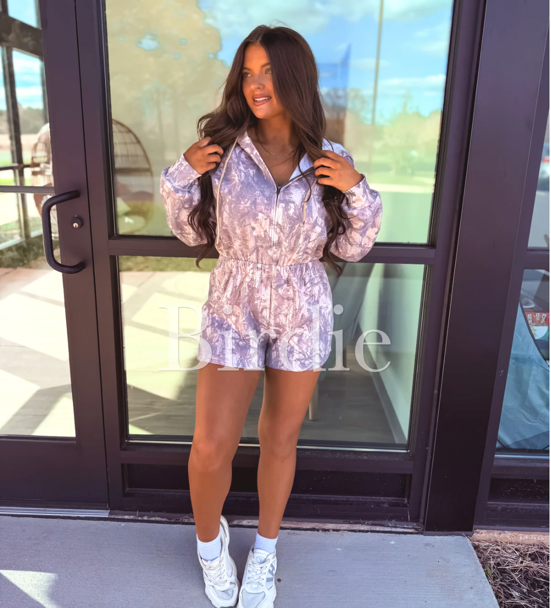 Long Sleeve Hooded Dark Camo Romper