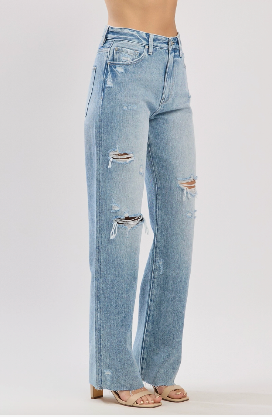 Petra High Rise Distressed Straight Leg