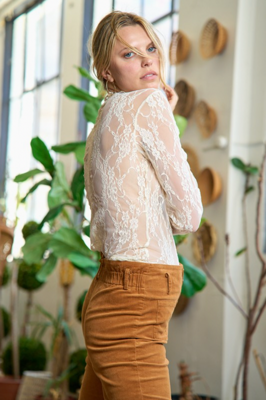 White Floral Lace Long Sleeve
