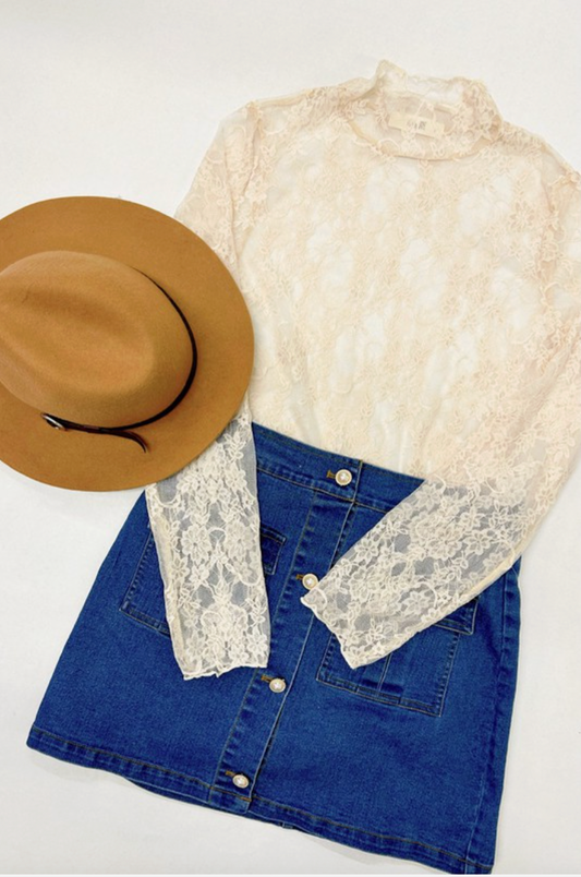 Taupe Lace Long Sleeve