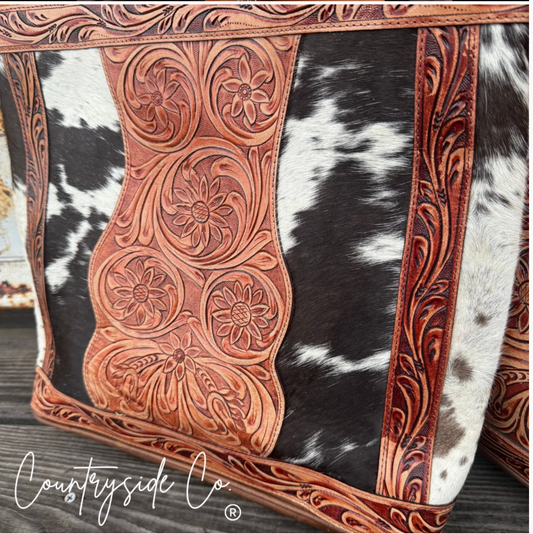 Lucille Tooled Leather Cowhide Purse