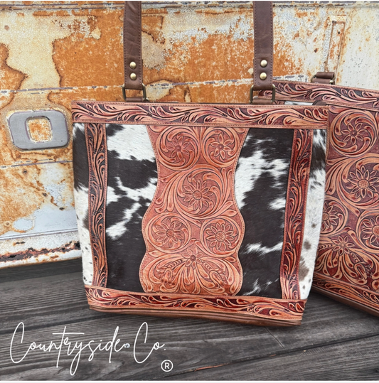 Lucille Tooled Leather Cowhide Purse