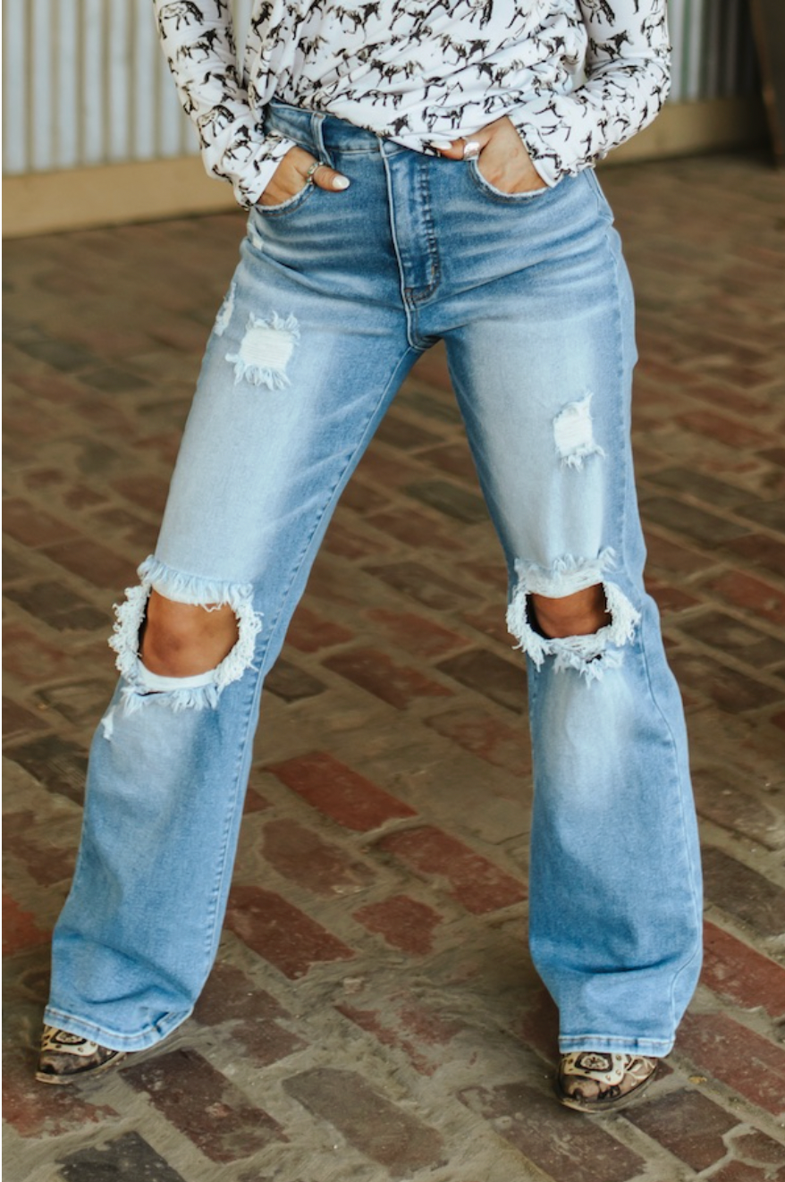 High Rise Light Wash Jeans