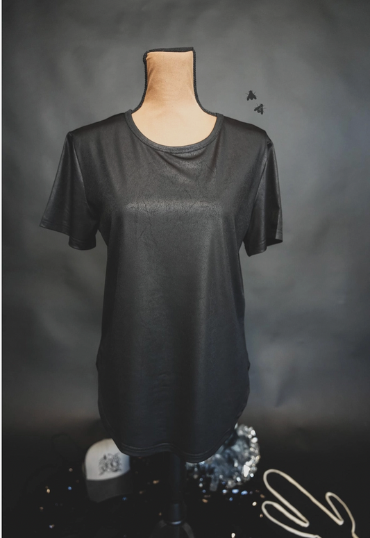 Pleather Black Tee