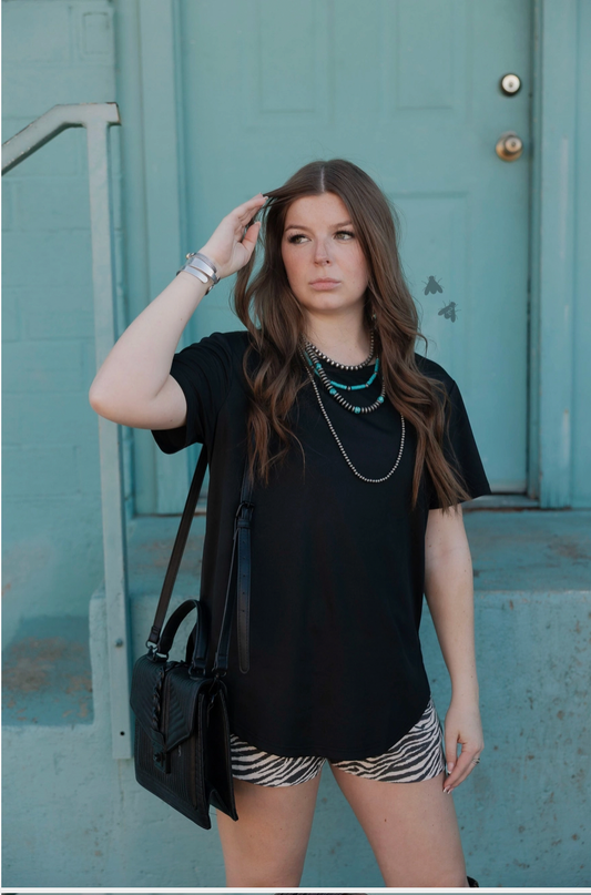 Pleather Black Tee