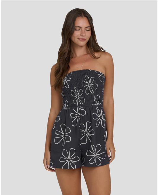 Billabong Floral Print Strapless Romper