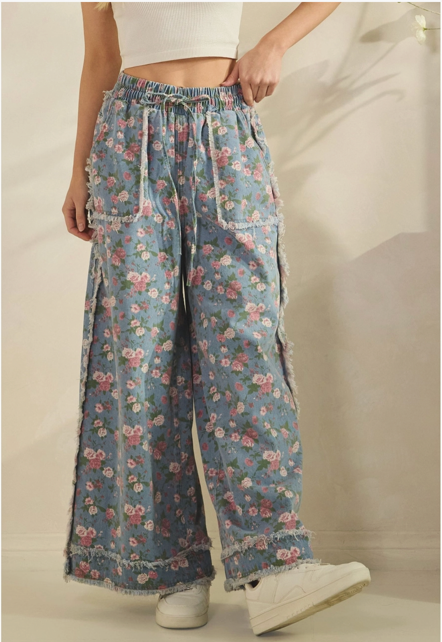 Floral Wide Leg Denim