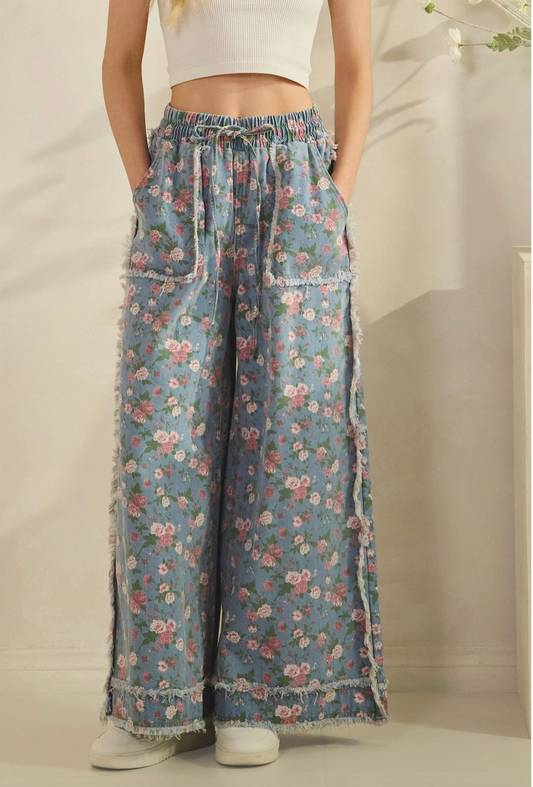 Floral Wide Leg Denim