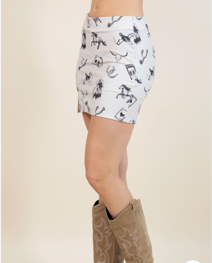 Western Print Mini Skort