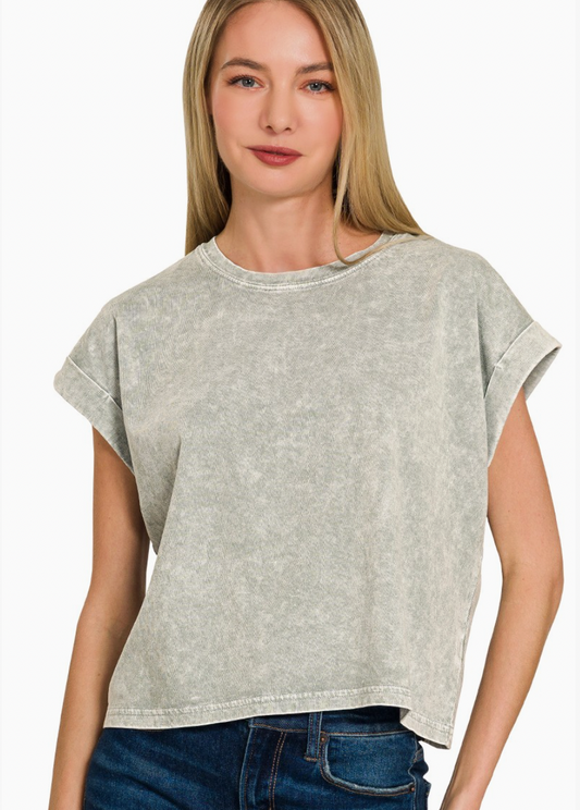 Light Grey Cuffed Short Sleeve