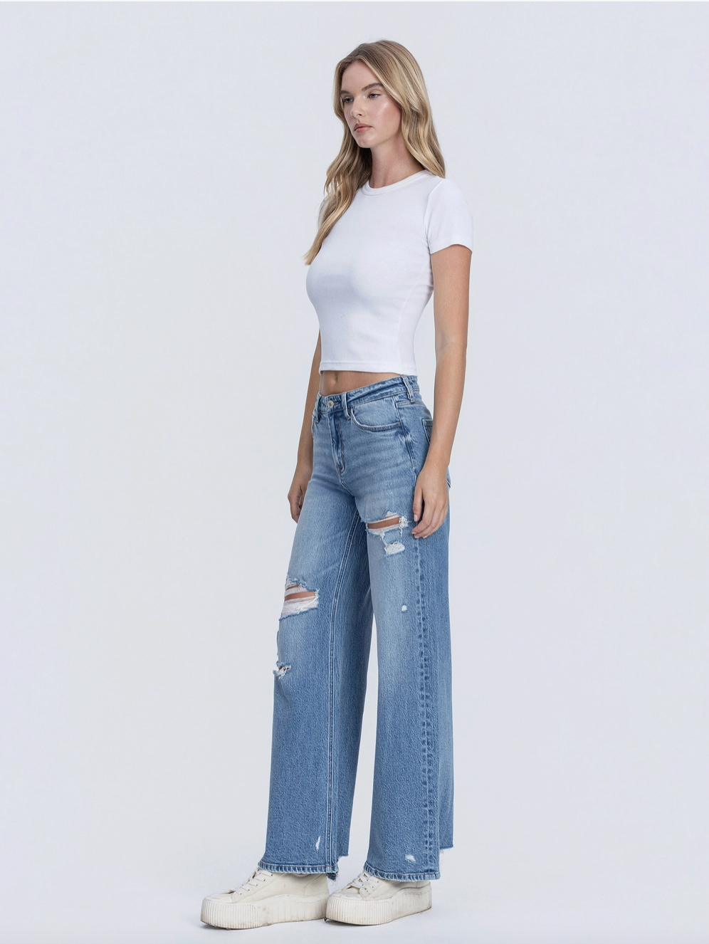 Vervet High Rise Distressed Wide Leg