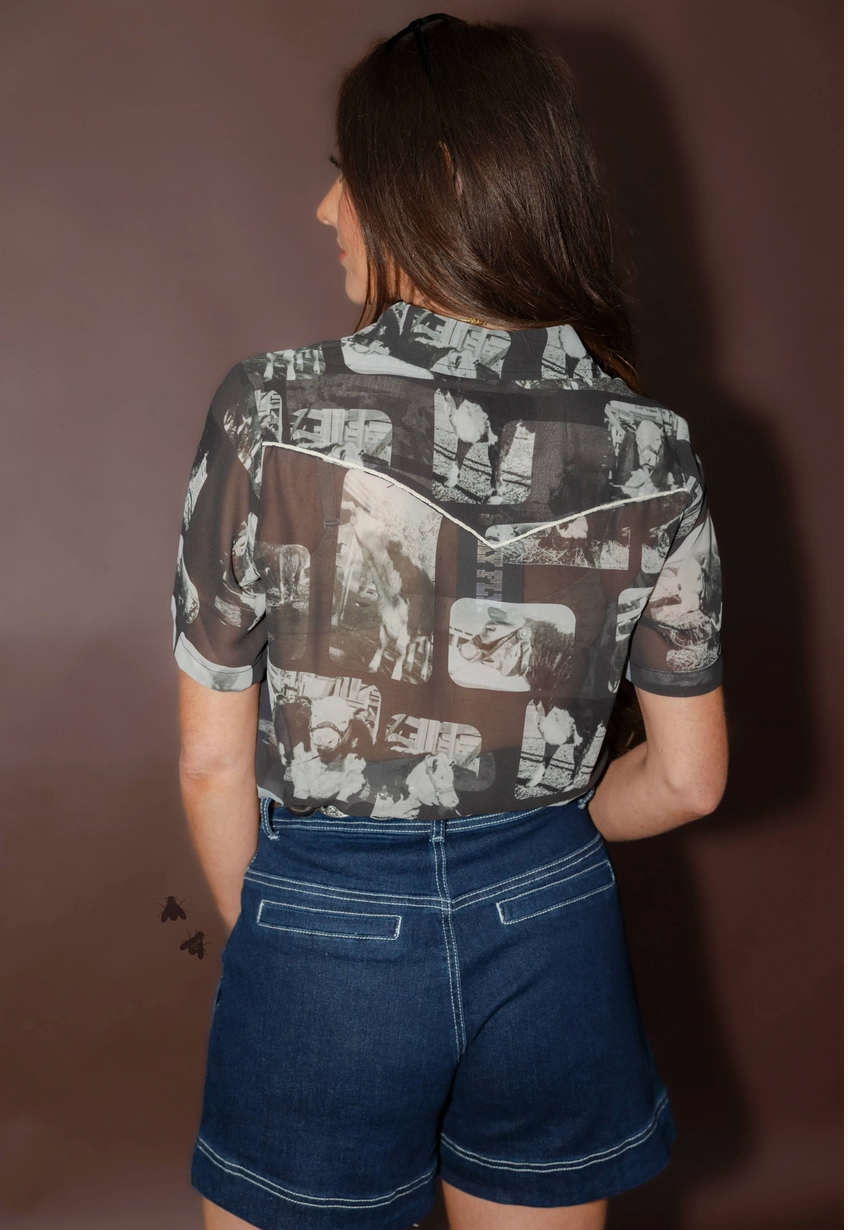 Western Print Pearl Snap