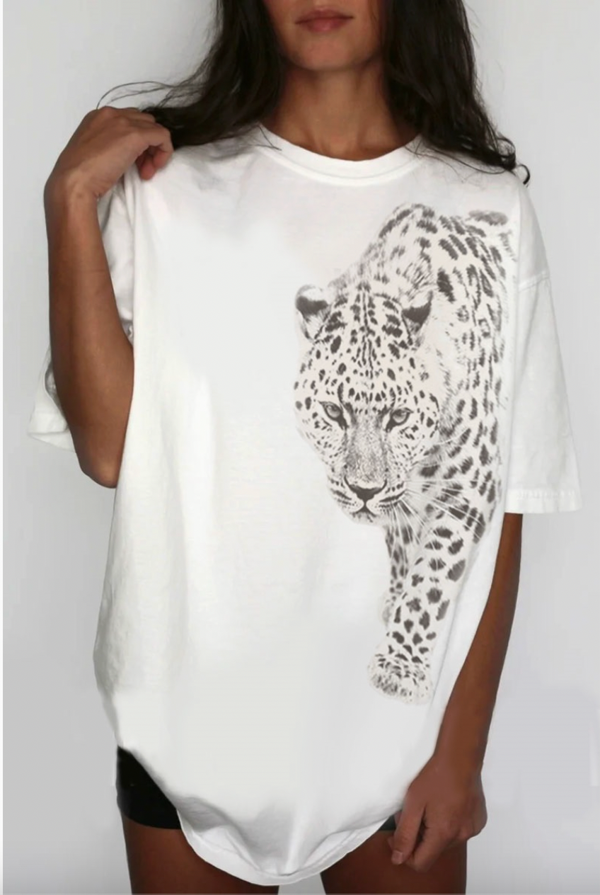 Leopard Graphic Oversized Tee
