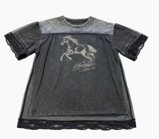 Lace-over Wild Horse T-shirt