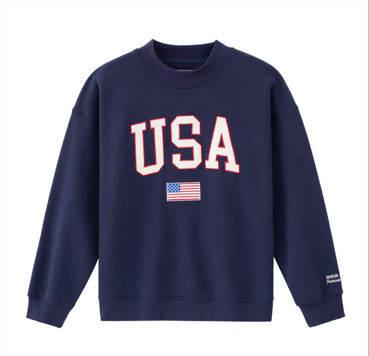 USA Mock Neck Crew